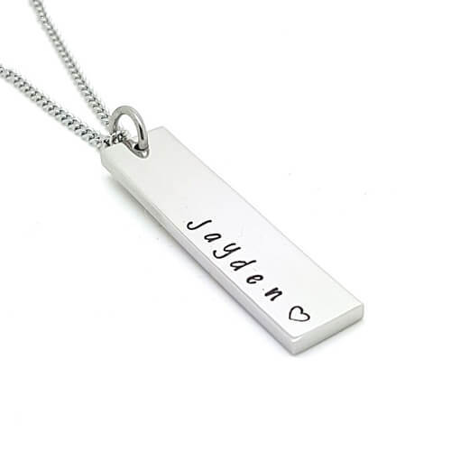 Custom engraved silver name plates jewelry suppliers personalized laser etched necklace with text manufacturers